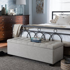 Baxton Studio Roanoke Modern and Contemporary Beige Fabric Upholstered Grid-Tufting Storage Ottoman Bench - Bedroom Furniture