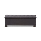 Baxton Studio Roanoke Modern and Contemporary Dark Grey Fabric Upholstered Grid-Tufting Storage Ottoman Bench - Bedroom Furniture