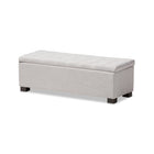 Baxton Studio Roanoke Modern and Contemporary Grayish Beige Fabric Upholstered Grid-Tufting Storage Ottoman Bench - Bedroom Furniture