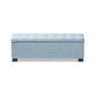 Baxton Studio Roanoke Modern and Contemporary Light Blue Fabric Upholstered Grid-Tufting Storage Ottoman Bench - Bedroom Furniture