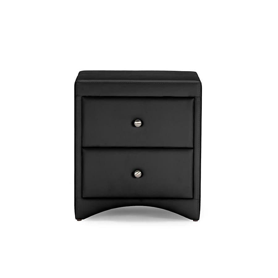 Baxton Studio Dorian Black Faux Leather Upholstered Modern Nightstand - Bedroom Furniture