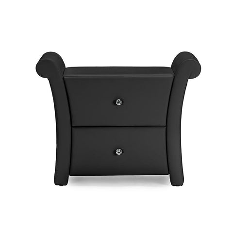 Baxton Studio Victoria Matte Black PU Leather 2 Storage Drawers Nightstand Bedside Table - Bedroom Furniture