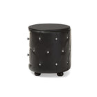 Baxton Studio Davina Hollywood Glamour Style Oval 2-drawer Black Faux Leather Upholstered Nightstand - Bedroom Furniture