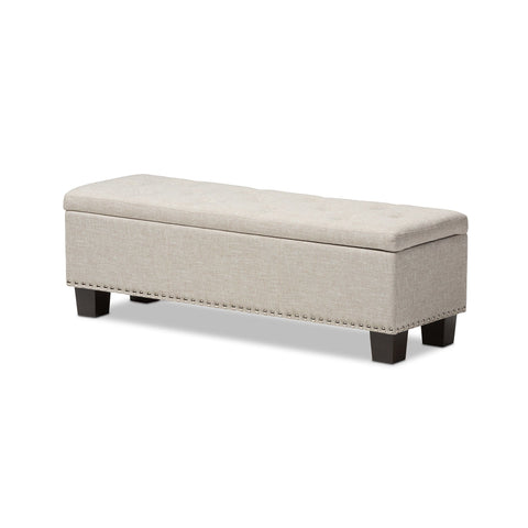 Baxton Studio Hannah Modern and Contemporary Beige Fabric Upholstered Button-Tufting Storage Ottoman Bench - Bedroom Furniture
