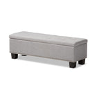Baxton Studio Hannah Modern and Contemporary Grayish Beige Fabric Upholstered Button-Tufting Storage Ottoman Bench - Bedroom Furniture