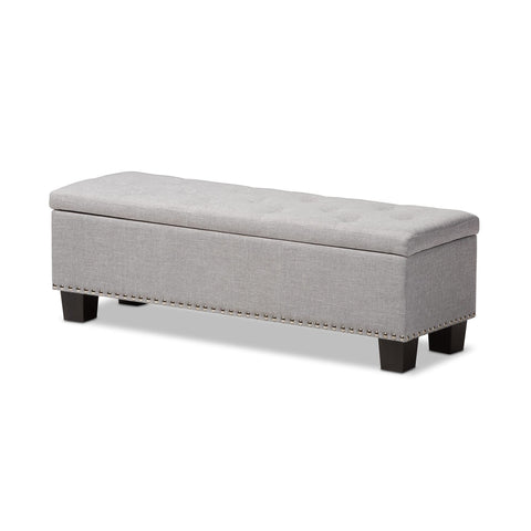 Baxton Studio Hannah Modern and Contemporary Grayish Beige Fabric Upholstered Button-Tufting Storage Ottoman Bench - Bedroom Furniture