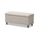 Baxton Studio Kaylee Modern Classic Beige Fabric Upholstered Button-Tufting Storage Ottoman Bench - Bedroom Furniture