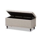 Baxton Studio Kaylee Modern Classic Beige Fabric Upholstered Button-Tufting Storage Ottoman Bench - Bedroom Furniture