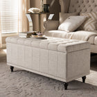 Baxton Studio Kaylee Modern Classic Beige Fabric Upholstered Button-Tufting Storage Ottoman Bench - Bedroom Furniture
