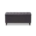 Baxton Studio Kaylee Modern Classic Dark Grey Fabric Upholstered Button-Tufting Storage Ottoman Bench - Bedroom Furniture