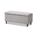 Baxton Studio Kaylee Modern Classic Grayish Beige Fabric Upholstered Button-Tufting Storage Ottoman Bench - Bedroom Furniture