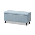 Baxton Studio Kaylee Modern Classic Light Blue Fabric Upholstered Button-Tufting Storage Ottoman Bench - Bedroom Furniture