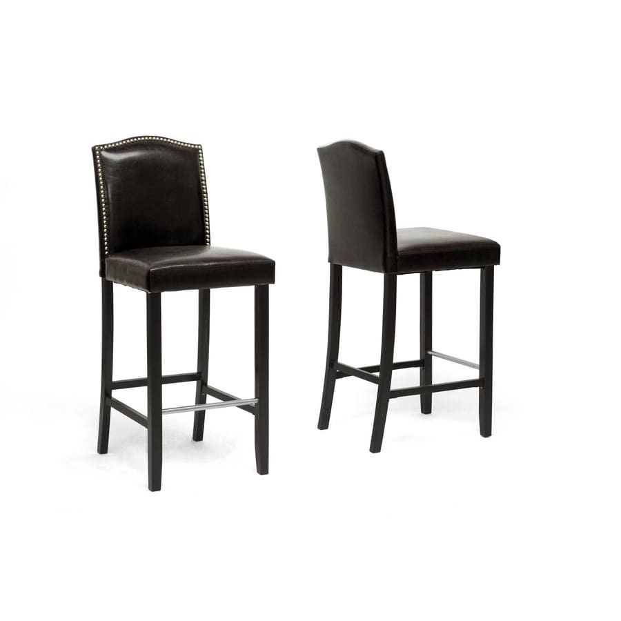 Baxton Studio Libra Dark Brown Modern Bar Stool with Nail Head Trim - Bar Furniture