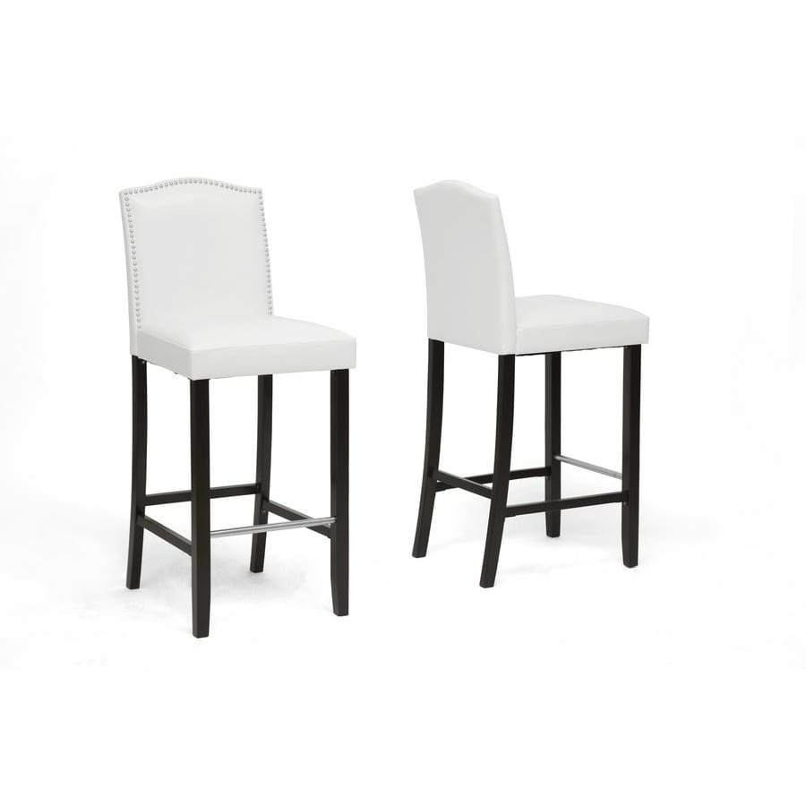 Baxton Studio Libra White Modern Bar Stool with Nail Head Trim - Bar Furniture