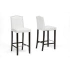 Baxton Studio Libra White Modern Bar Stool with Nail Head Trim - Bar Furniture