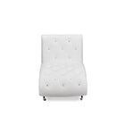 Baxton Studio Pease Contemporary White Faux Leather Upholstered Crystal Button Tufted Chaise Lounge - Living Room Furniture