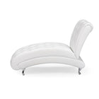 Baxton Studio Pease Contemporary White Faux Leather Upholstered Crystal Button Tufted Chaise Lounge - Living Room Furniture