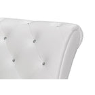 Baxton Studio Pease Contemporary White Faux Leather Upholstered Crystal Button Tufted Chaise Lounge - Living Room Furniture