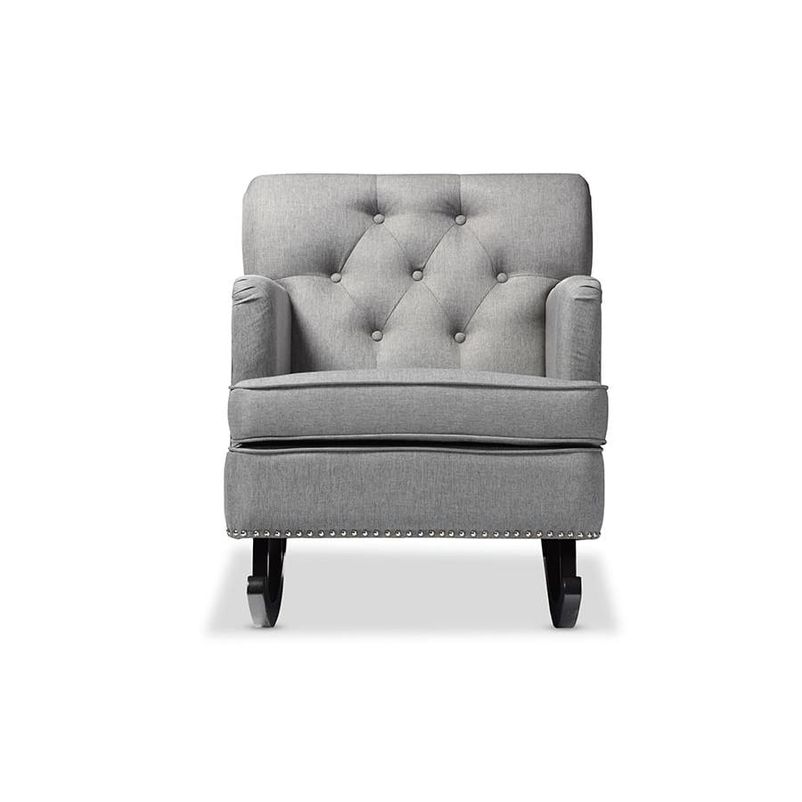 Baxton Studio Bethany Modern and Contemporary Grey Fabric Upholstered Button-tufted Rocking Chair - Nursery Furniture