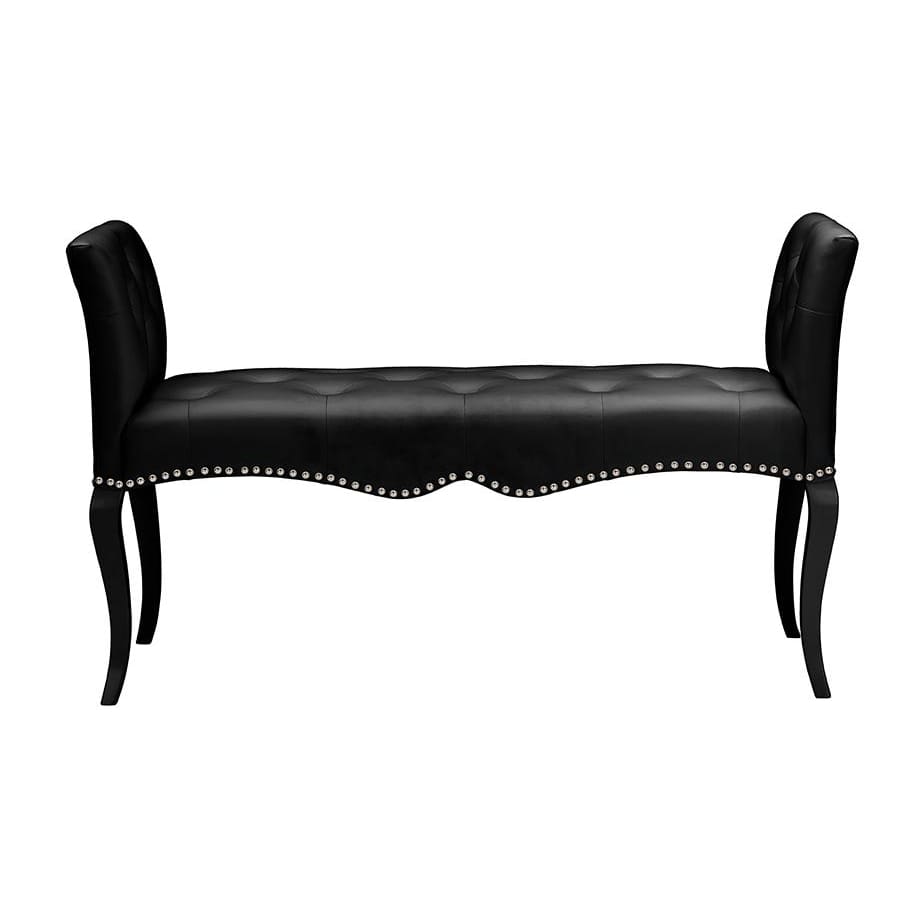 Baxton Studio Kristy Modern and Contemporary Black Faux Leather Classic Seating Bench - Living Room Furniture
