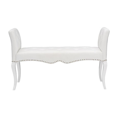 Baxton Studio Kristy Modern and Contemporary White Faux Leather Classic Seating Bench - Living Room Furniture