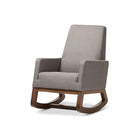 Baxton Studio Yashiya Mid-century Retro Modern Grey Fabric Upholstered Rocking Chair and Ottoman Set - Nursery Furniture