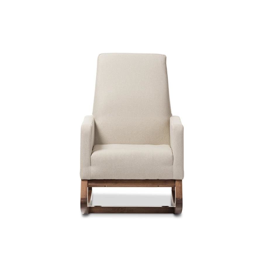 Baxton Studio Yashiya Mid-century Retro Modern Light Beige Fabric Upholstered Rocking Chair - Nursery Furniture
