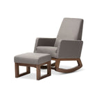 Baxton Studio Yashiya Mid-century Retro Modern Grey Fabric Upholstered Rocking Chair and Ottoman Set - Nursery Furniture