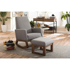 Baxton Studio Yashiya Mid-century Retro Modern Grey Fabric Upholstered Rocking Chair and Ottoman Set - Nursery Furniture