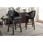 Baxton Studio Avril Modern and Contemporary Black Faux Leather Tufted Swivel Barstool with Nail heads Trim - Bar Furniture