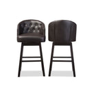 Baxton Studio Avril Modern and Contemporary Brown Faux Leather Tufted Swivel Barstool with Nail heads Trim - Bar Furniture