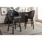 Baxton Studio Avril Modern and Contemporary Brown Faux Leather Tufted Swivel Barstool with Nail heads Trim - Bar Furniture