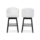 Baxton Studio Avril Modern and Contemporary White Faux Leather Tufted Swivel Barstool with Nail heads Trim - Bar Furniture