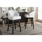Baxton Studio Avril Modern and Contemporary White Faux Leather Tufted Swivel Barstool with Nail heads Trim - Bar Furniture