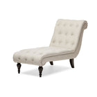 Baxton Studio Layla Mid-century Modern Light Beige Fabric Upholstered Button-tufted Chaise Lounge - Living Room Furniture