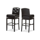 Baxton Studio Ginaro Modern and Contemporary Dark Brown Faux Leather Button-tufted Upholstered Swivel Bar Stool - Bar Furniture