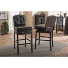 Baxton Studio Ginaro Modern and Contemporary Dark Brown Faux Leather Button-tufted Upholstered Swivel Bar Stool - Bar Furniture