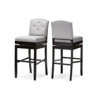 Baxton Studio Ginaro Modern and Contemporary Grey Fabric Button-tufted Upholstered Swivel Bar Stool - Bar Furniture