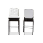 Baxton Studio Ginaro Modern and Contemporary White Faux Leather Button-tufted Upholstered Swivel Bar Stool - Bar Furniture