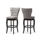 Baxton Studio Leonice Modern and Contemporary Grey Fabric Upholstered Button-tufted 29-Inch Swivel Bar Stool - Bar Furniture