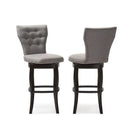Baxton Studio Leonice Modern and Contemporary Grey Fabric Upholstered Button-tufted 29-Inch Swivel Bar Stool - Bar Furniture