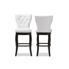 Baxton Studio Leonice Modern and Contemporary White Faux Leather Upholstered Button-tufted 29-Inch Swivel Bar Stool - Bar Furniture