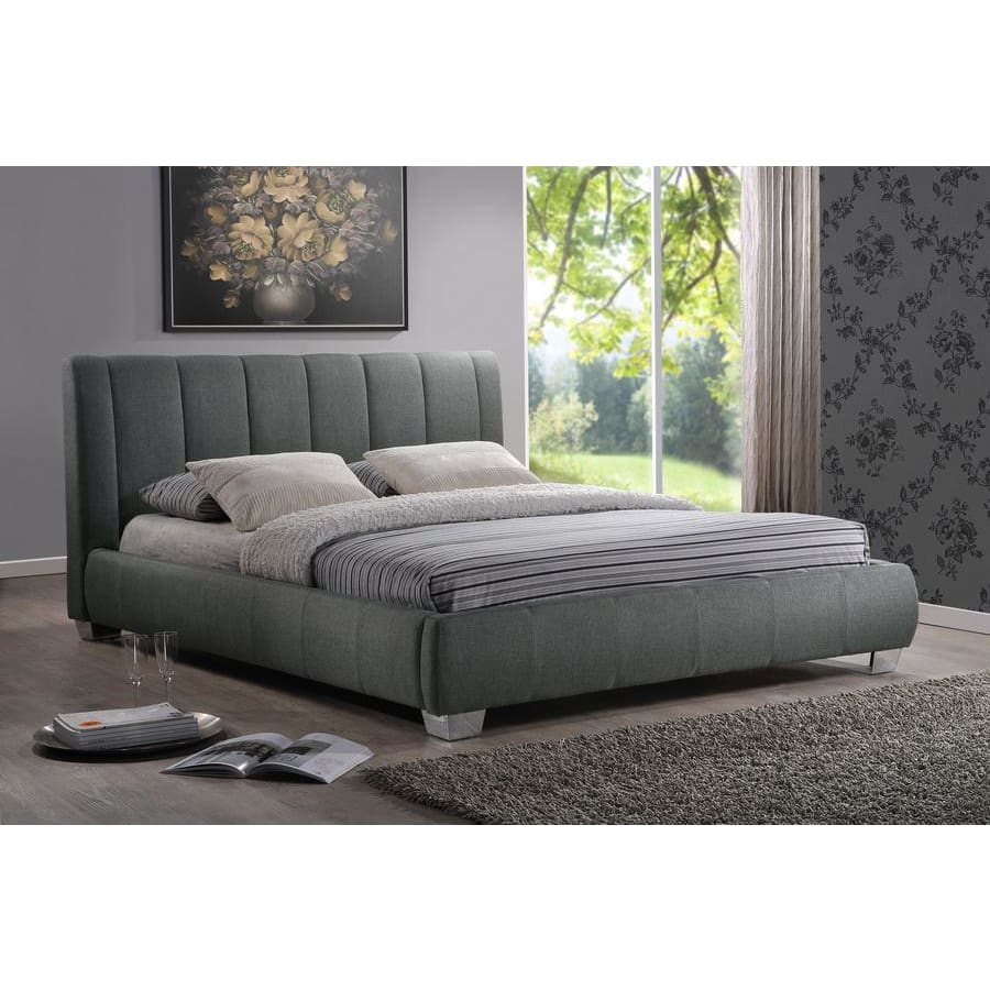Baxton Studio Marzenia Contemporary Grey Fabric Queen Size Bed - Bedroom Furniture