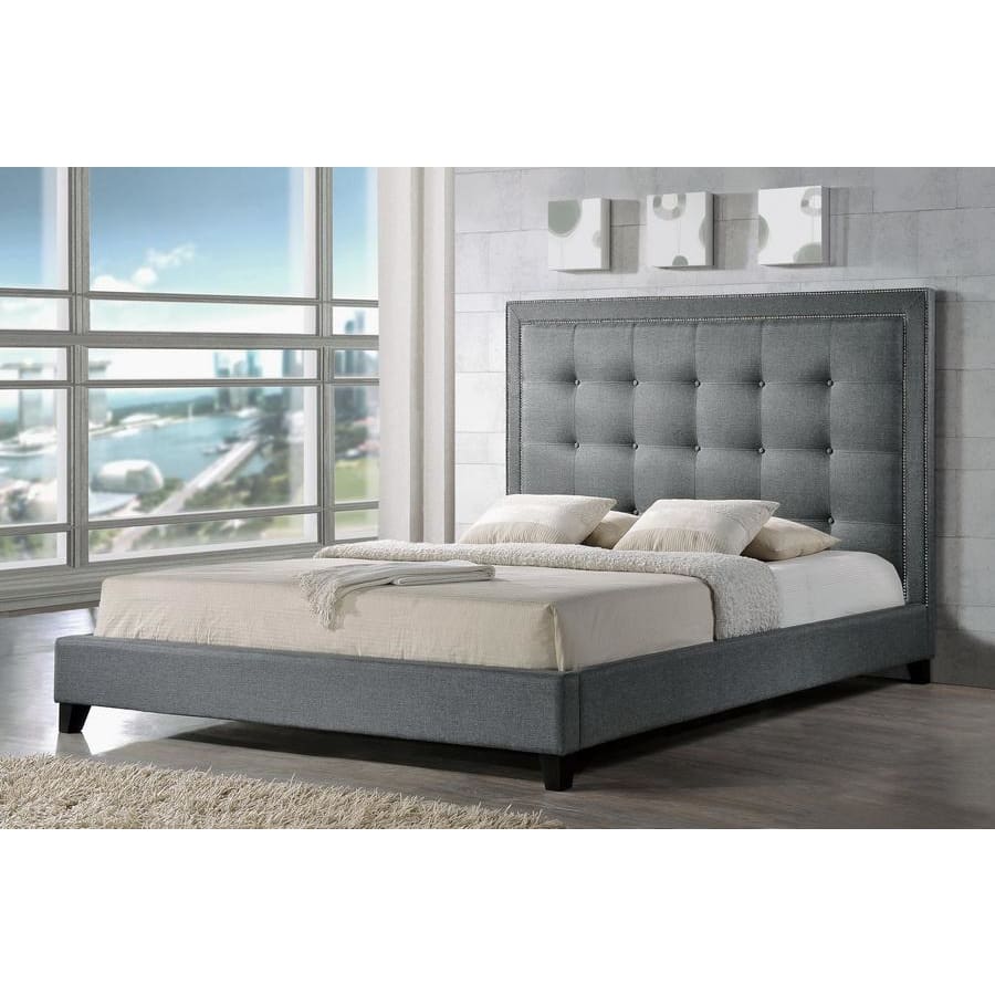 Baxton Studio Hirst Gray Platform Bed King Size - Bedroom Furniture