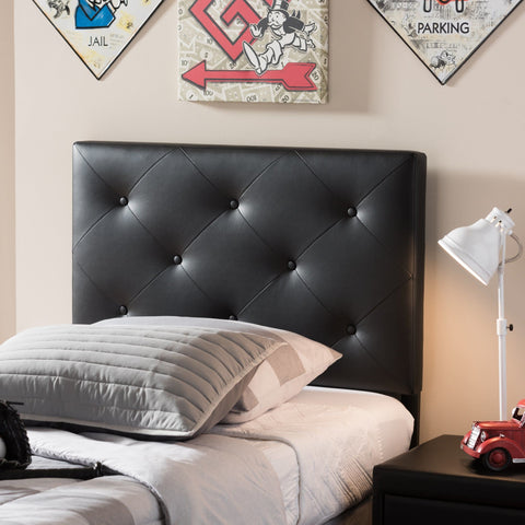 Baxton Studio Baltimore Modern and Contemporary Black Faux Leather Upholstered Twin Size Headboard - Kids Room Furniture