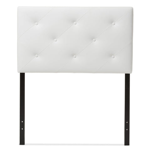 Baxton Studio Baltimore Modern and Contemporary White Faux Leather Upholstered Twin Size Headboard - Kids Room Furniture