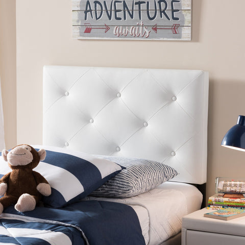 Baxton Studio Baltimore Modern and Contemporary White Faux Leather Upholstered Twin Size Headboard - Kids Room Furniture