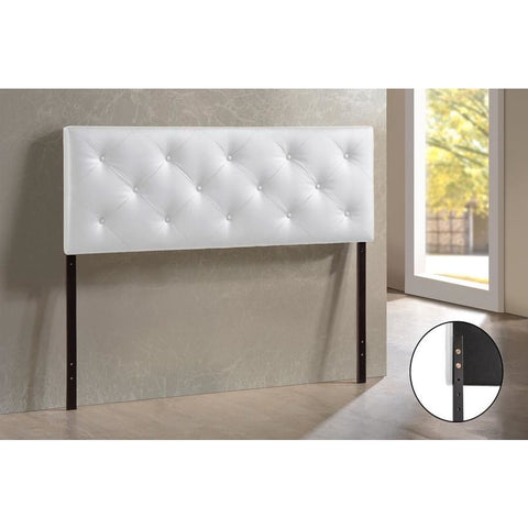 Baxton Studio Baltimore Modern and Contemporary Full White Faux Leather Upholstered Headboard - Bedroom Furniture