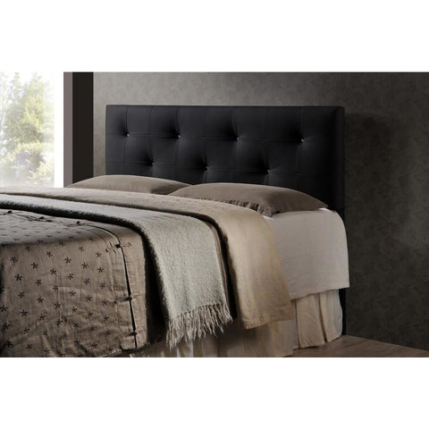 Baxton Studio Dalini Modern and Contemporary Full Black Faux Leather Headboard with Faux Crystal Buttons - Bedroom Furniture
