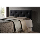 Baxton Studio Dalini Modern and Contemporary King Black Faux Leather Headboard with Faux Crystal Buttons - Bedroom Furniture